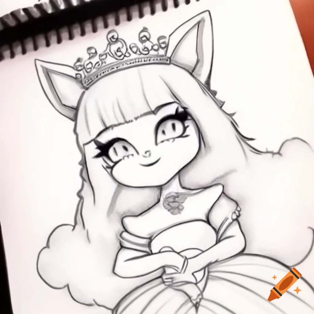 Anime style anthropomorphic sheep girl princess in fancy dress with jewelry