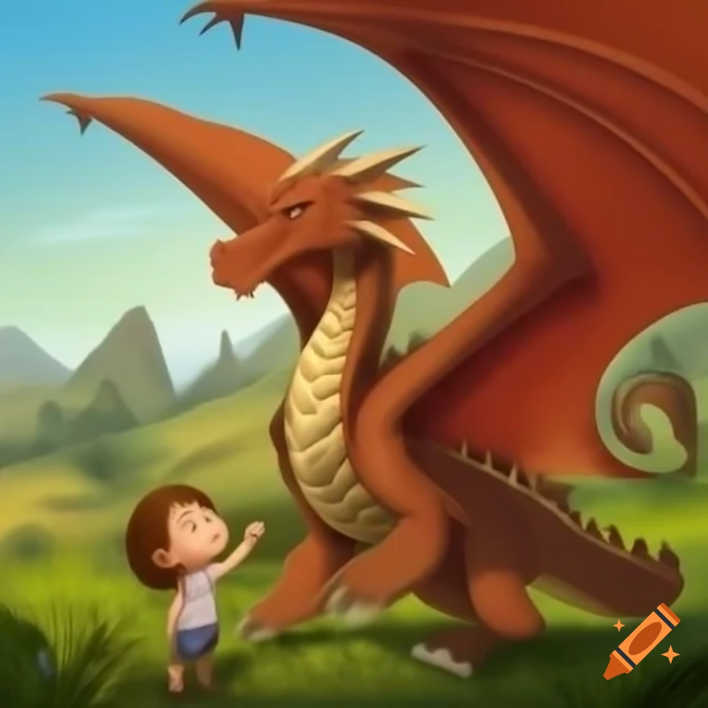 Child playing with a dragon