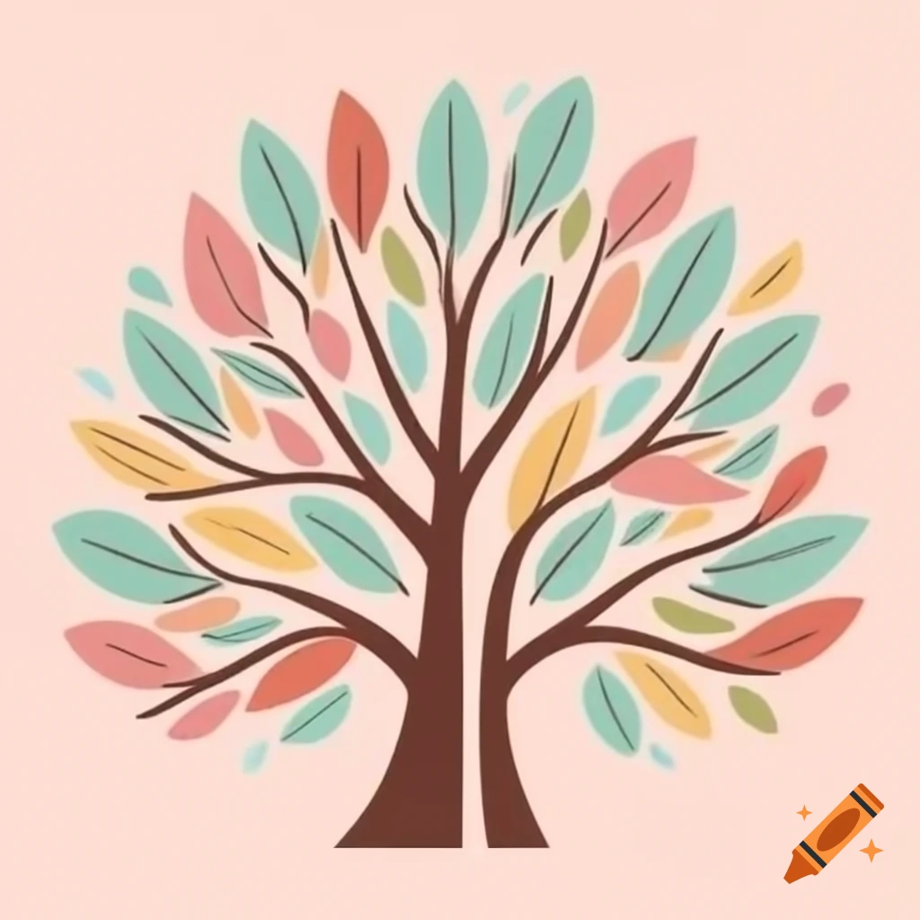 Large pastel multicolored tree of life artwork