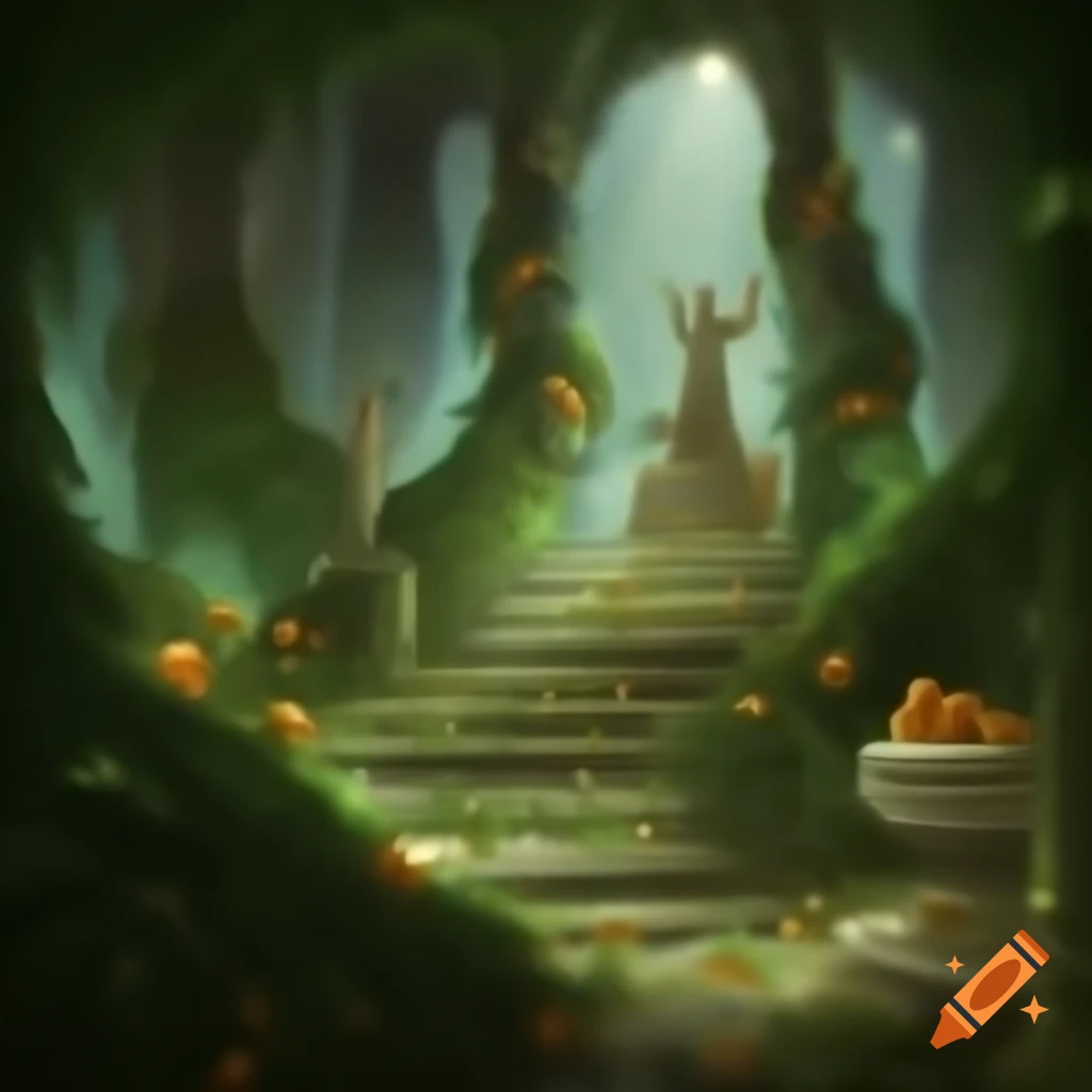 Intricate digital painting of an enchanted forest in Baroque style at twilight