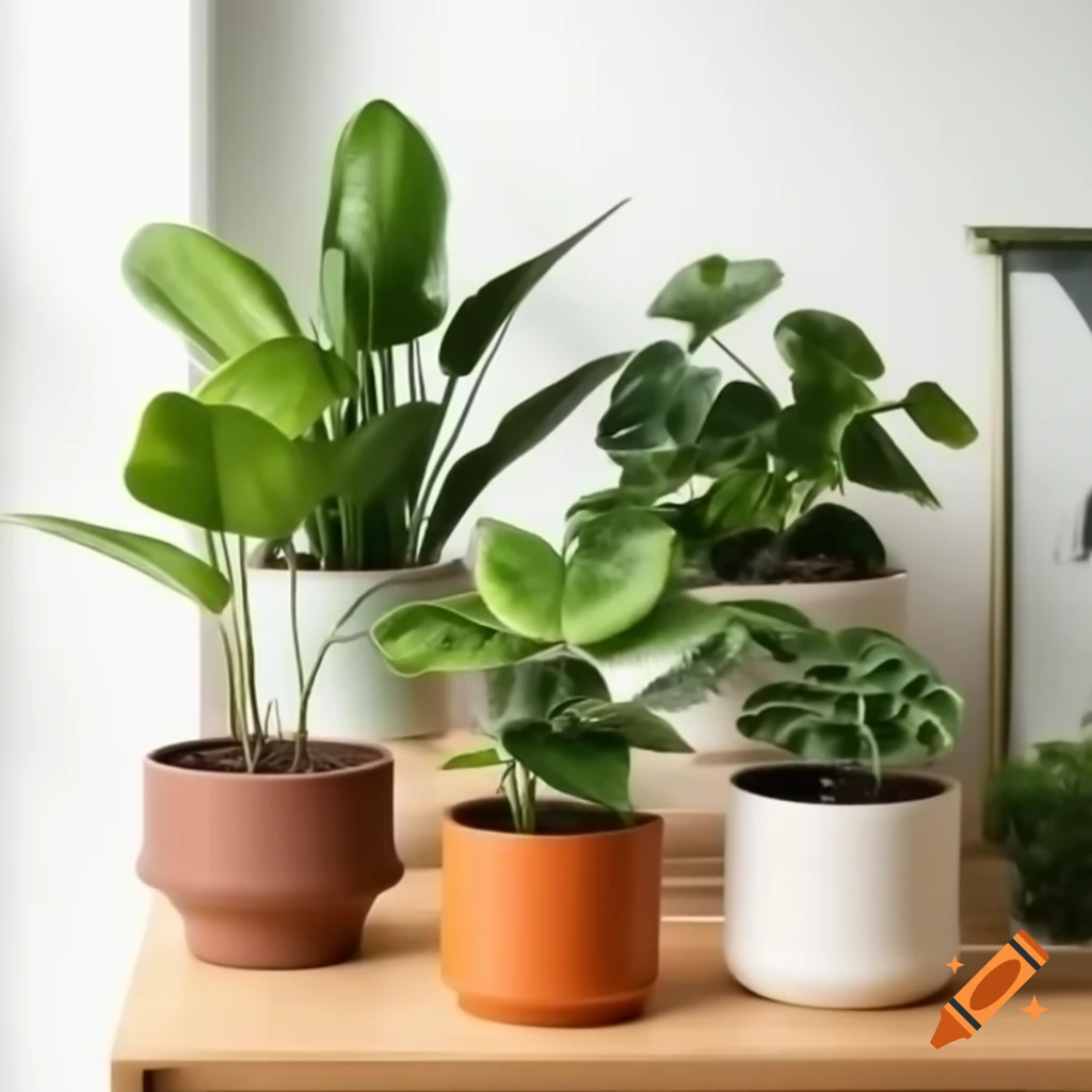 Various houseplants in interior setting