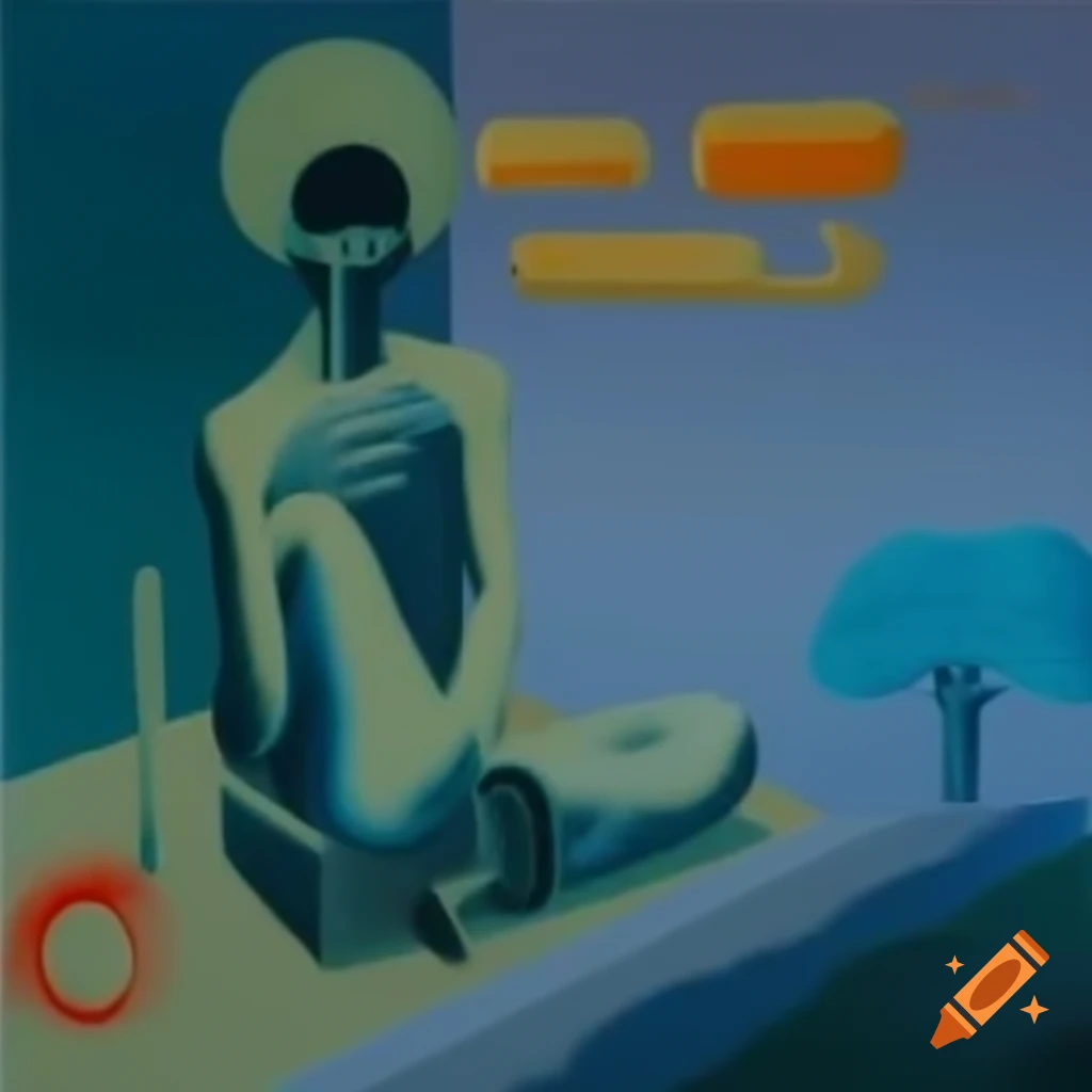 Abstract surrealist scene inspired by Belmer