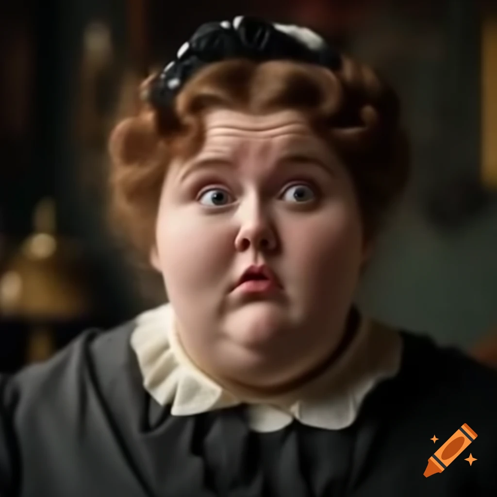 Surprised expression of a Victorian lady with an open mouth