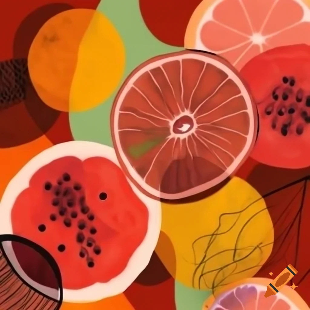 Abstract representation of various fruits