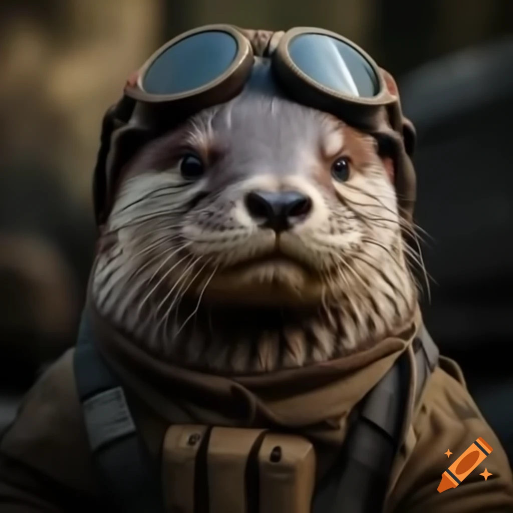 Otter dressed in captain clothing