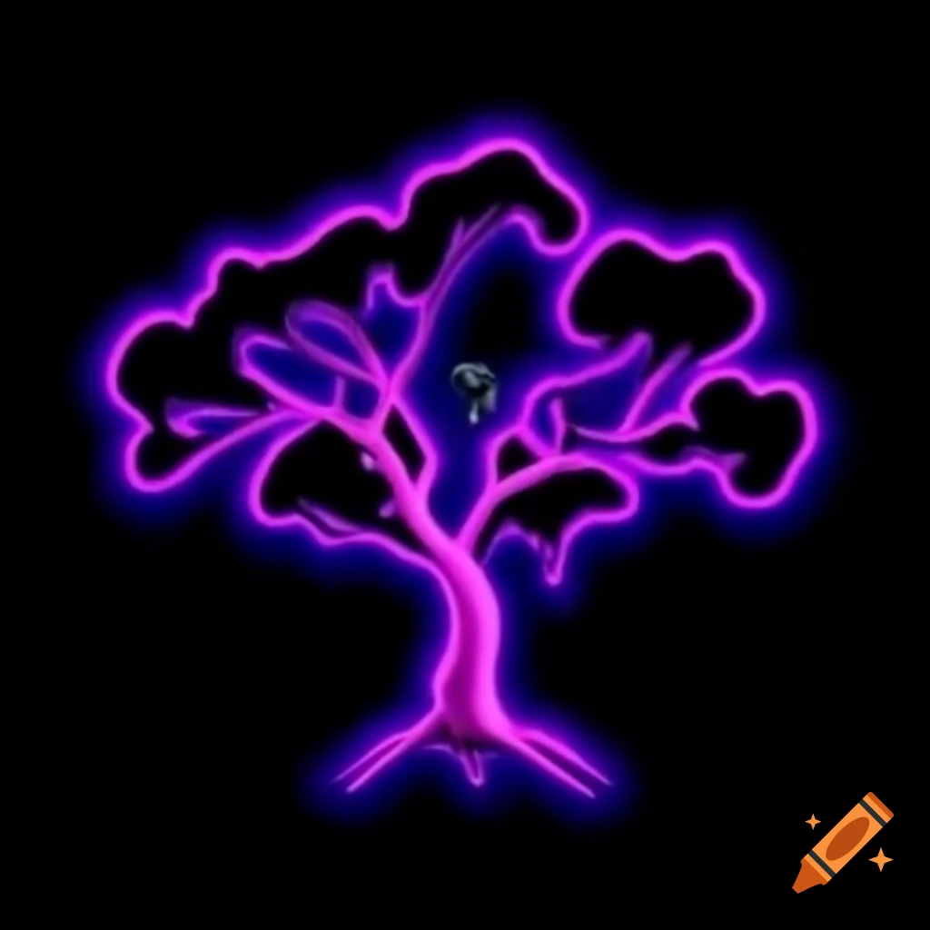 Eucalyptus tree logo design with neon blues and pinks for American football
