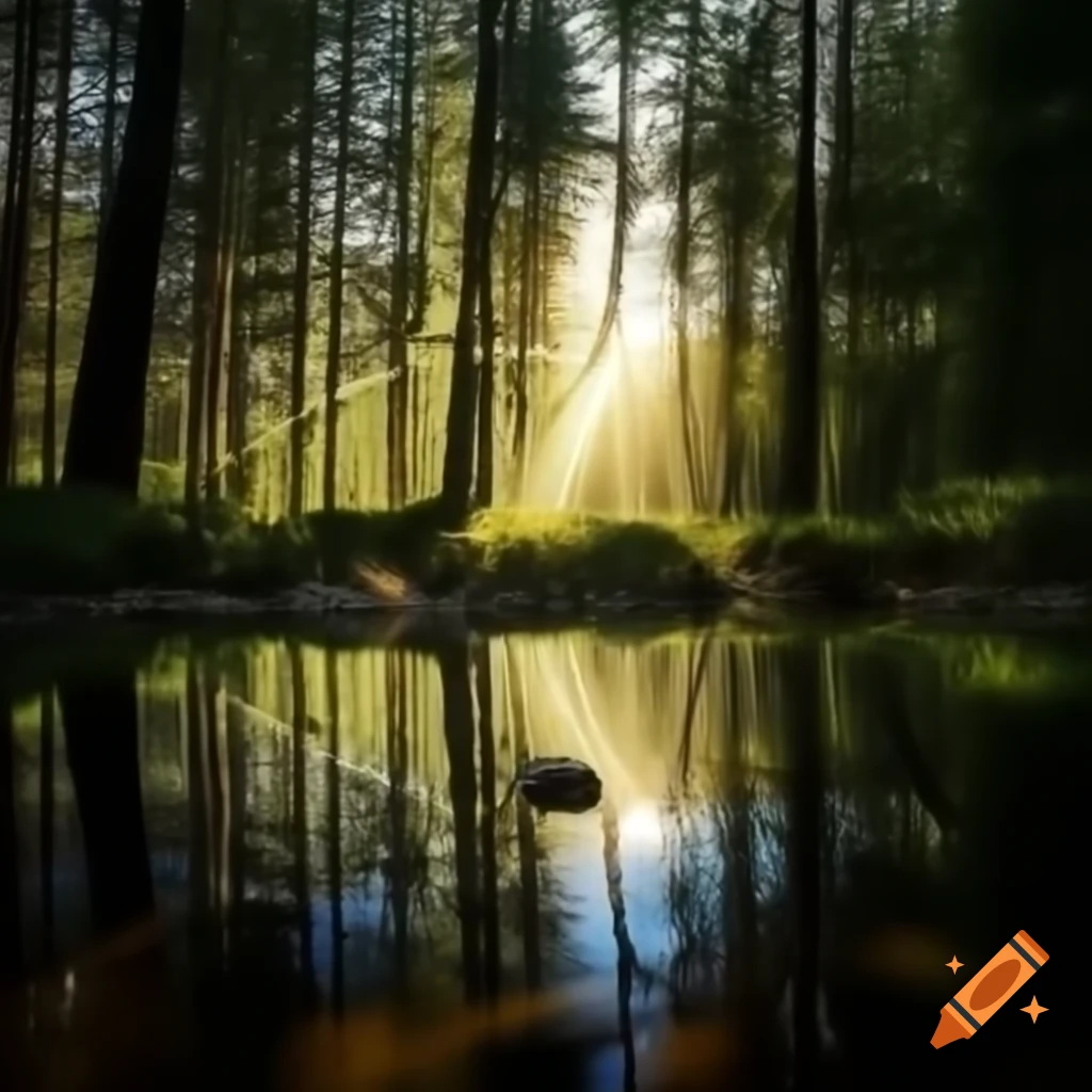 Serene forest grove evoking a sense of immersion and tranquility