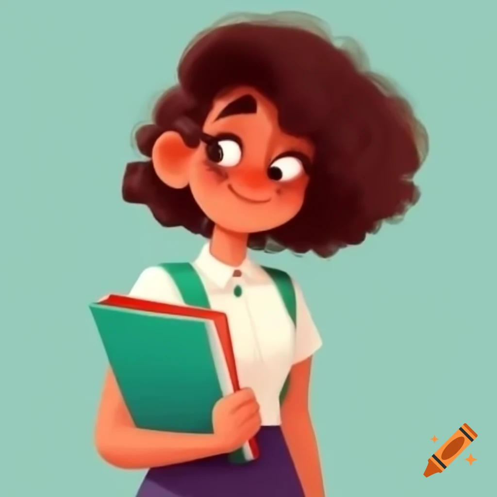 Cartoon art of an Italian female student