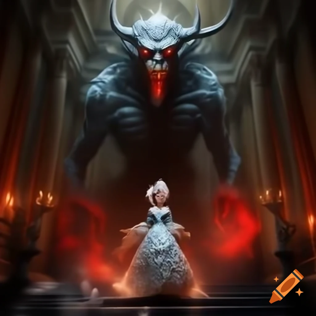 Marie Antoinette being chased by a powerful demon in Versailles halls