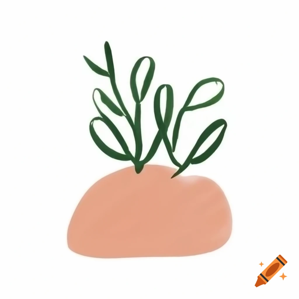 Terra-cotta colored plant sketch on white background