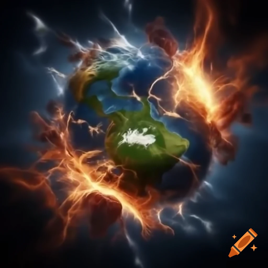 Explosion in an alien landscape