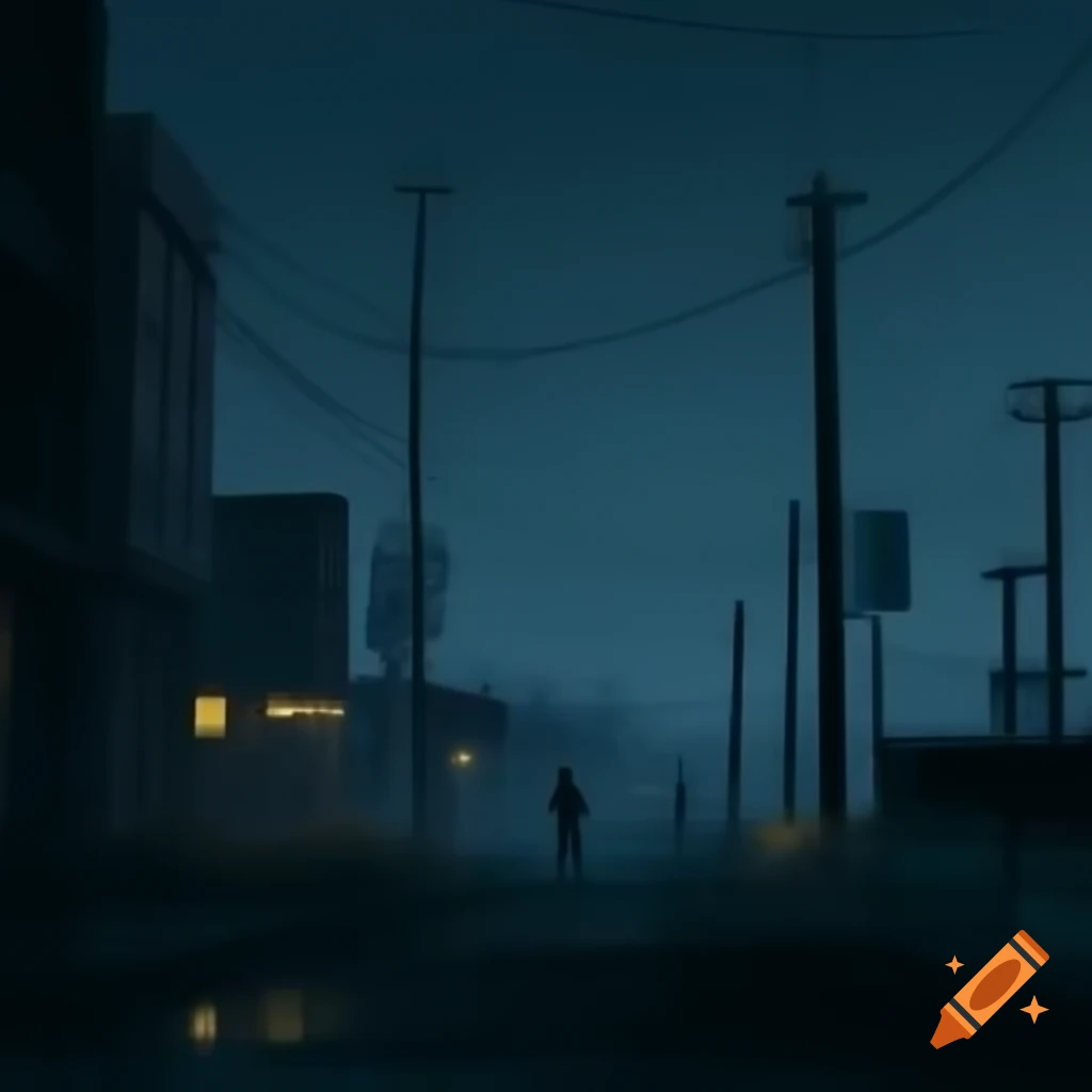 Desolate cityscape at night