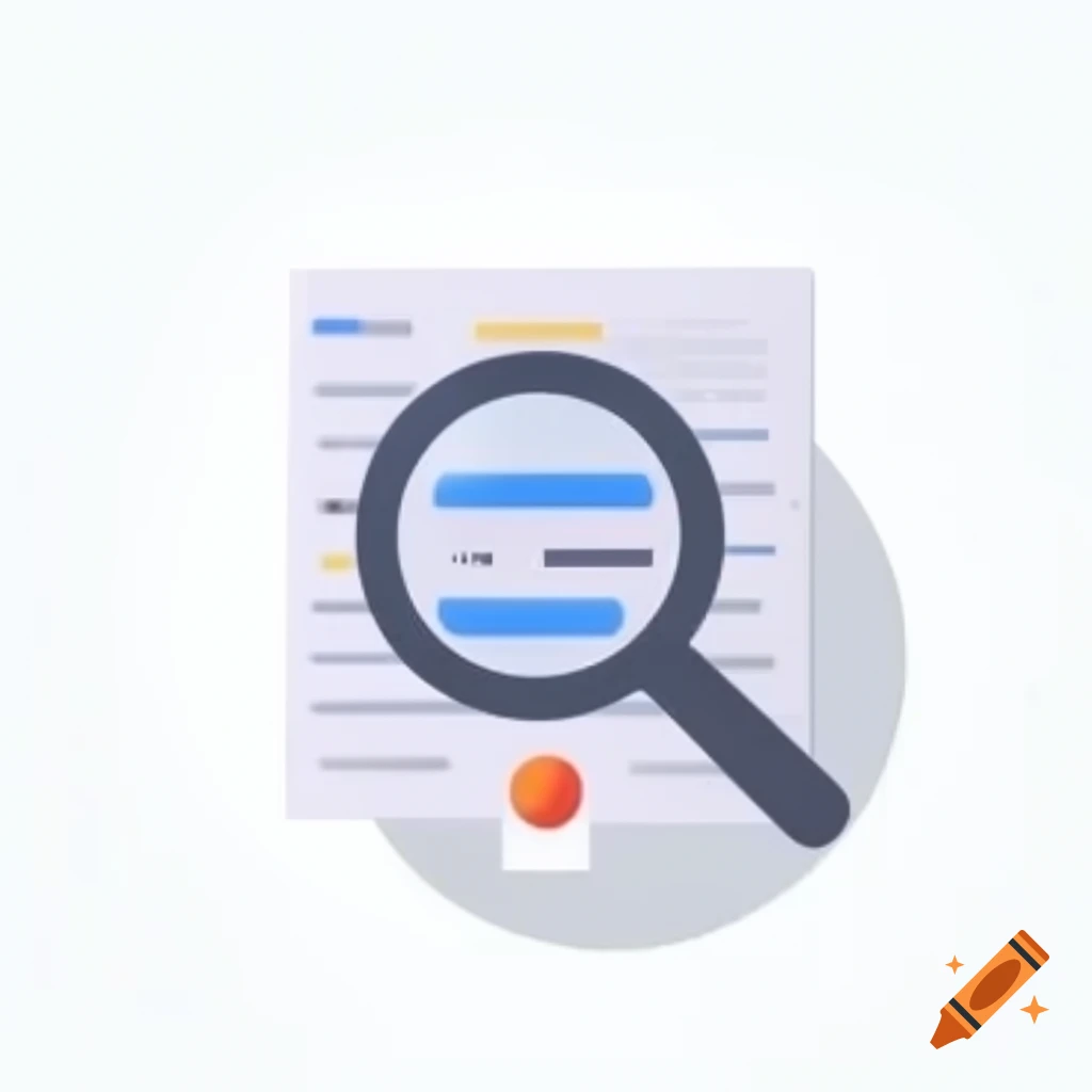 Magnifying glass over text showcasing OCR in minimalistic 2D vector art