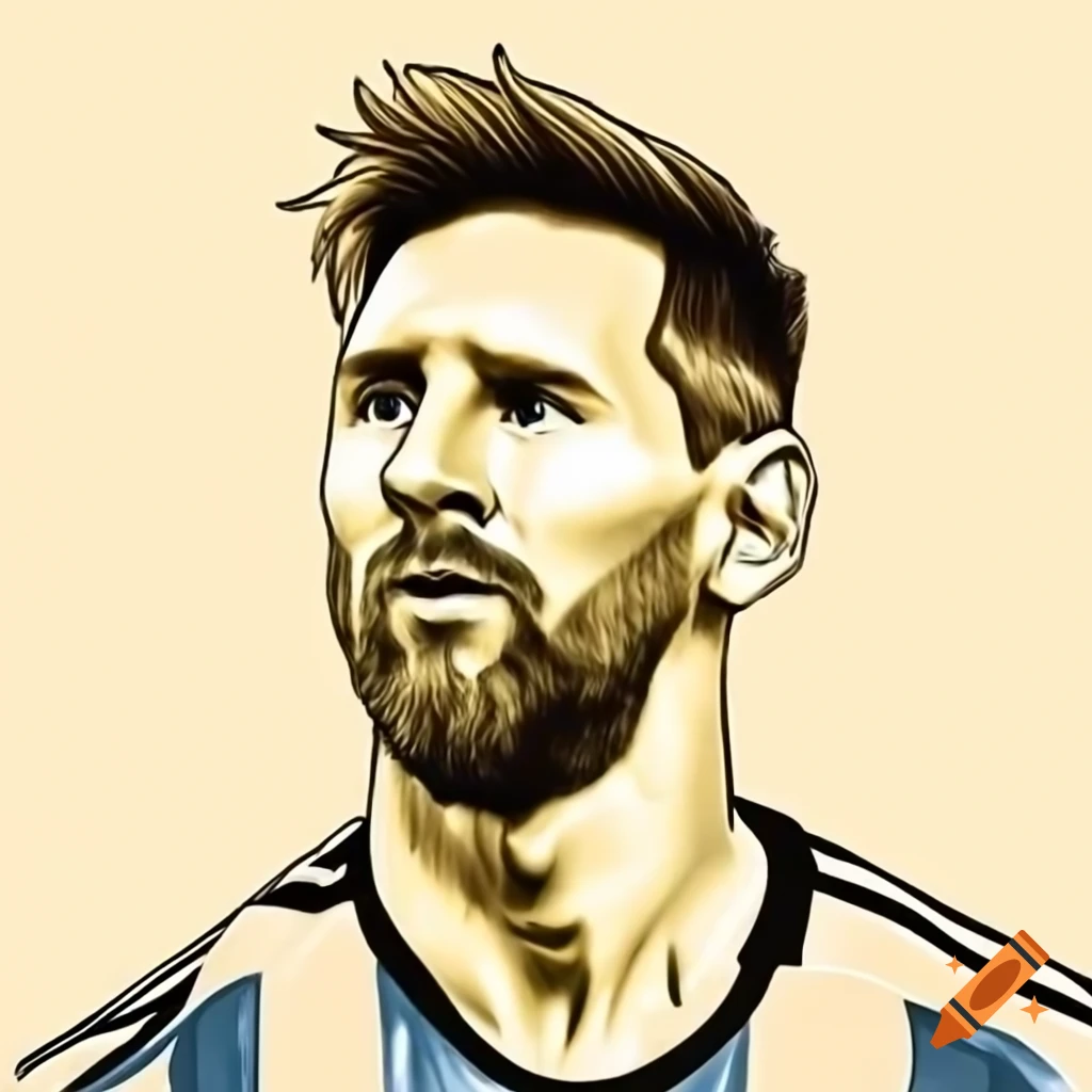 Da Vinci style drawing of Messi