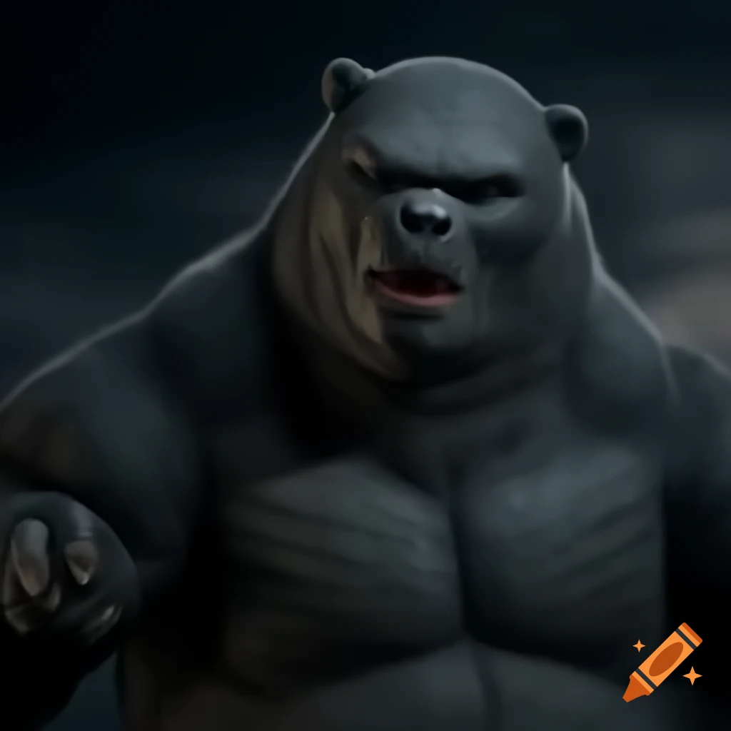 Dramatic scene with characters reacting to rumbling ground and eerie music