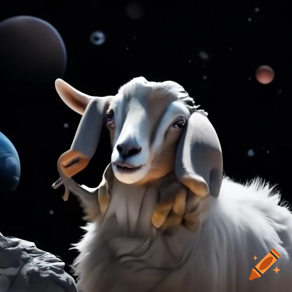 Mountain goat in a space setting