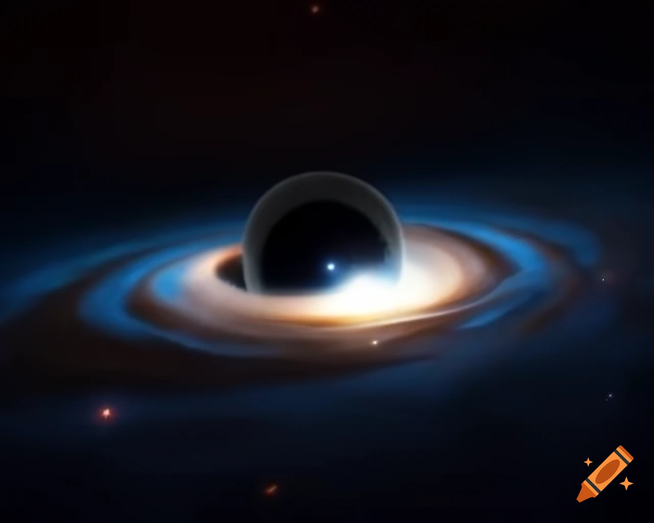 Realistic space art showcasing a black hole and stars in natural colors
