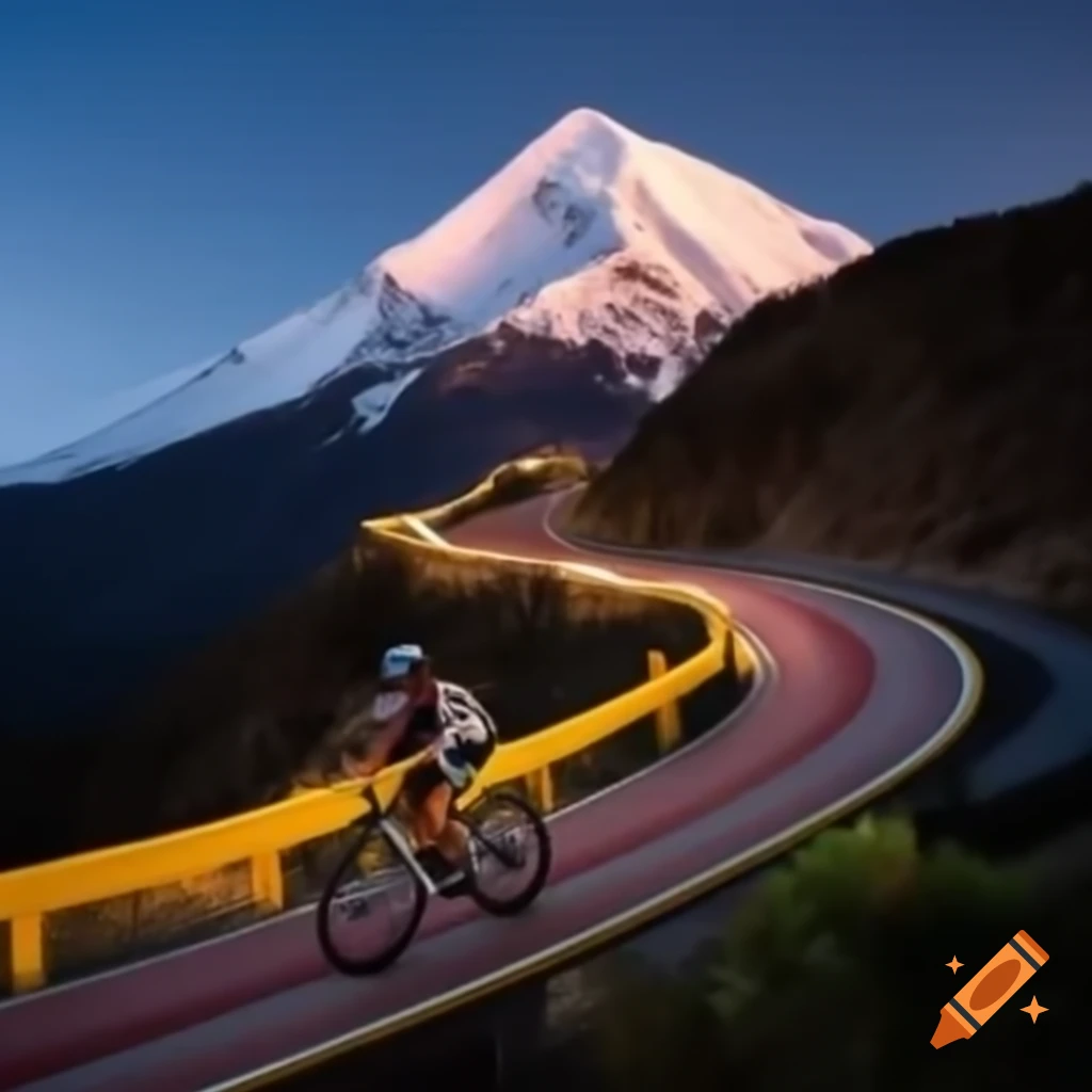 Cyclist ascending mountain trail at sunrise, September 8, Chiapa de Corzo, Chiapas