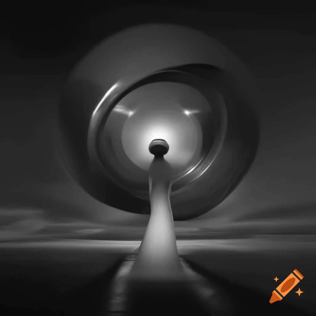 Monochrome surrealist art featuring abstract elements