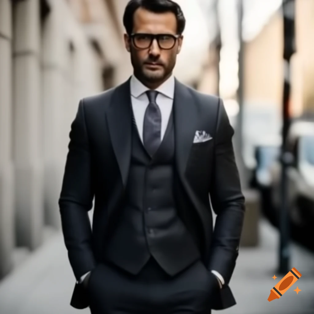 Man in business suit walking on the street