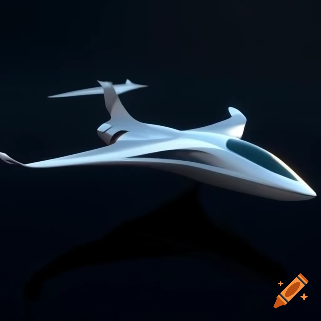 Futuristic realistic plane from 500 years in the future on dark background