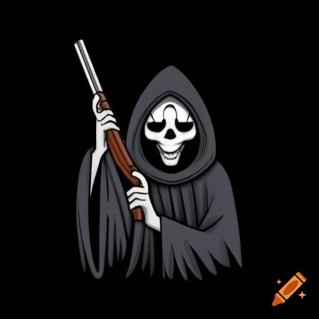 Grim reaper holding a shotgun