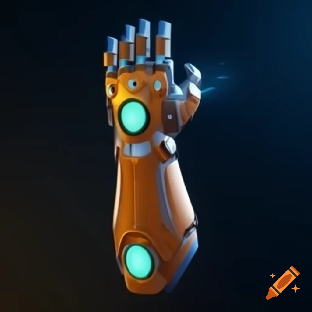 Futuristic gauntlet designed for mecha, featuring phone space on forearm