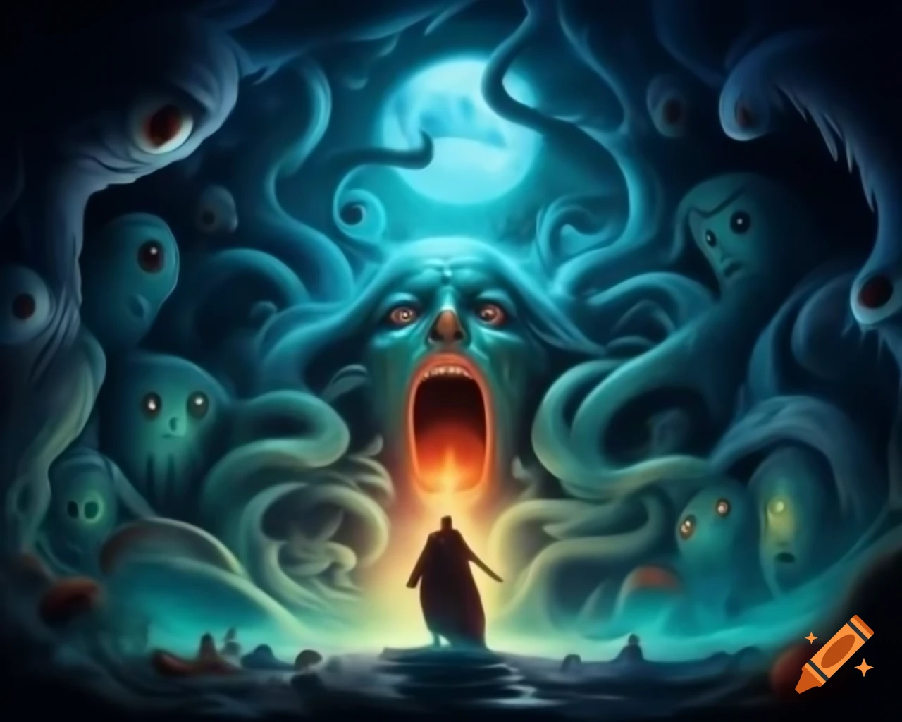 Surreal fantasy illustration in unique style by Greg Rutkowski