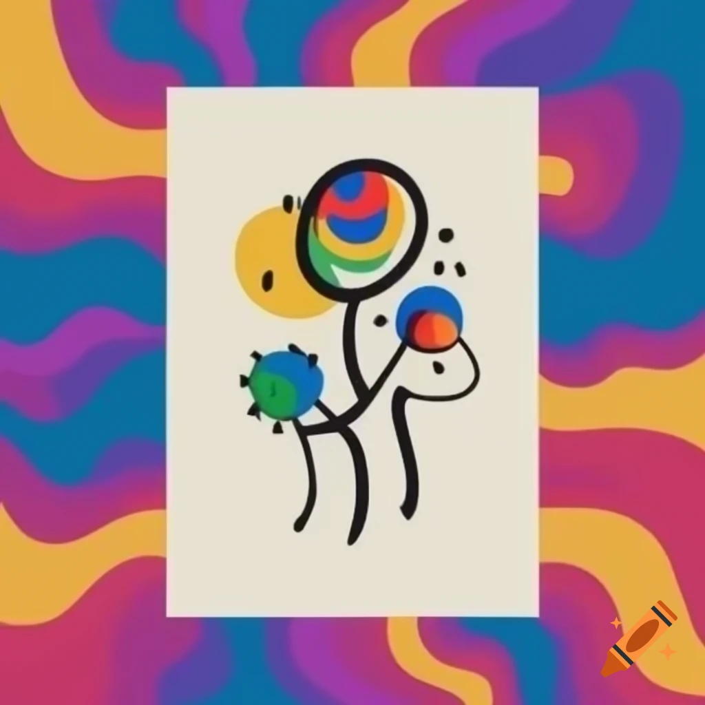 Psychedelic minimalist design inspired by Miro and Hilma af Klint