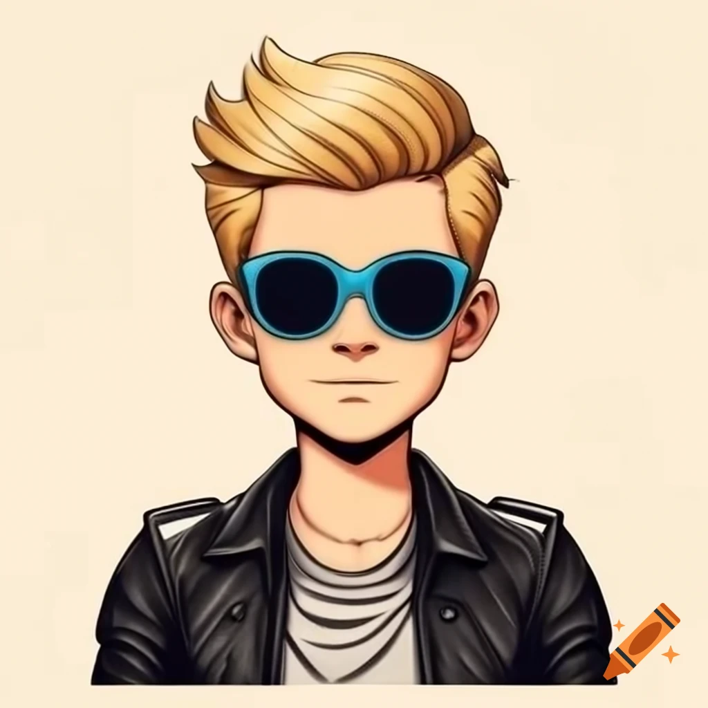 Blond biker wearing sunglasses and black leather jacket