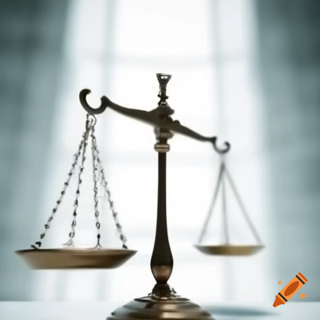 Realistic photography of justice balance with blurred background
