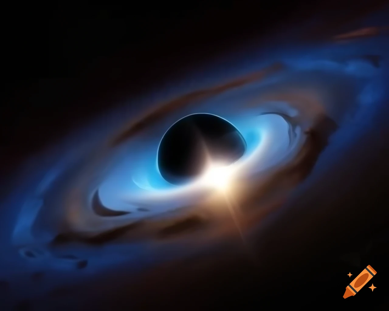 Realistic space art showcasing a black hole and stars in natural colors