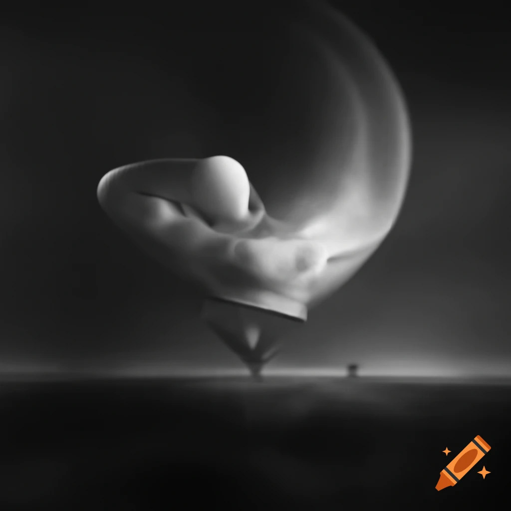 Monochrome surrealist art featuring abstract elements