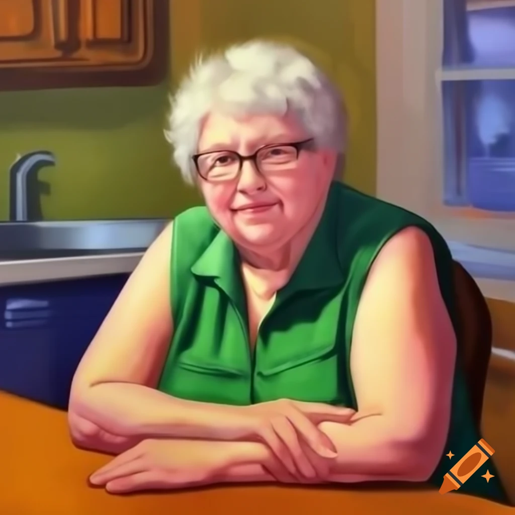 Character Amy Rose sitting at counter with glasses and green collared shirt