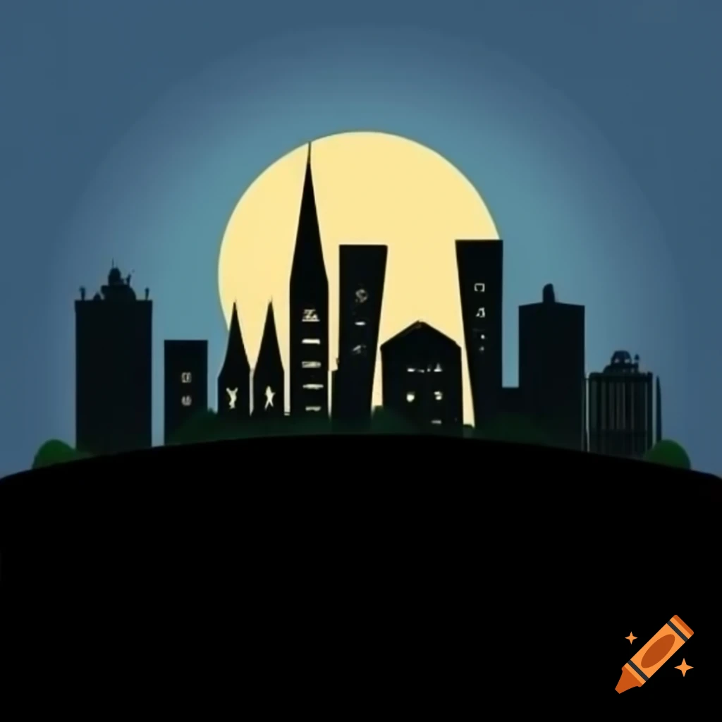 Village skyline silhouette in autumn