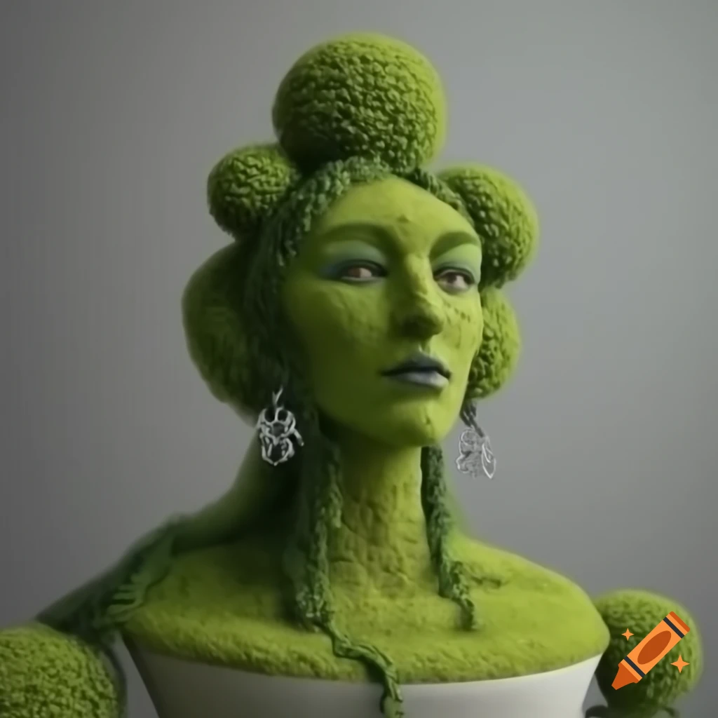 Amazingly detailed fantasy topiary with mother nature goddess in stunning hand-drawn style