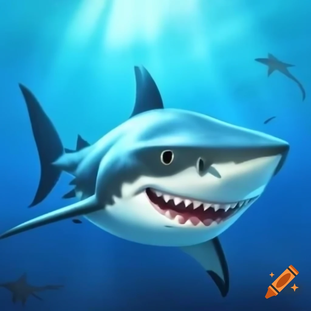Friendly shark swimming in ocean