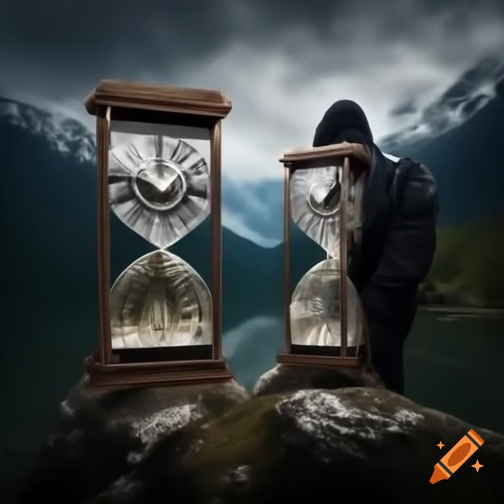 Photorealistic Roman numerals in forest with hooded man