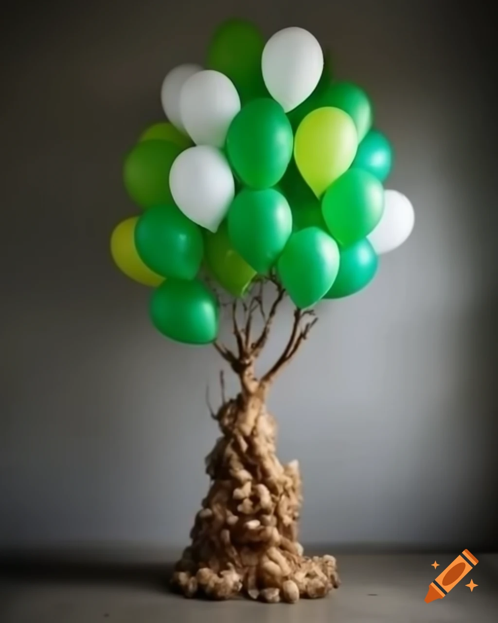 Sculpture of a tree made from balloons