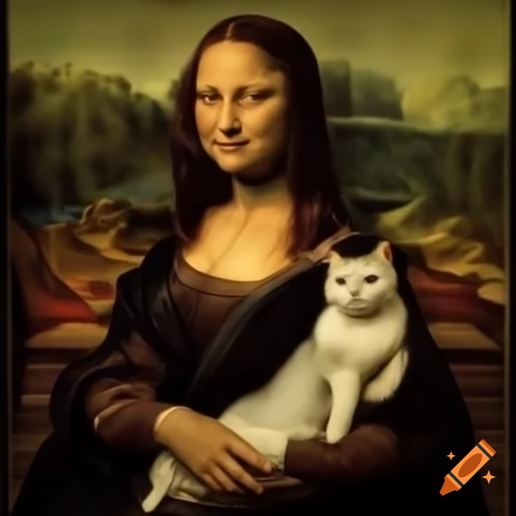 Mona Lisa portrait featuring a cat