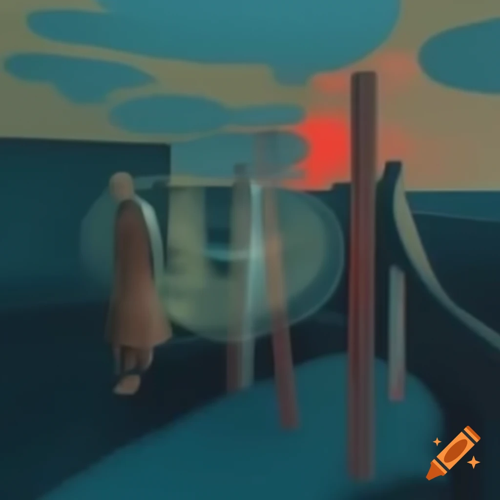 Surrealist abstract scene inspired by Belmer