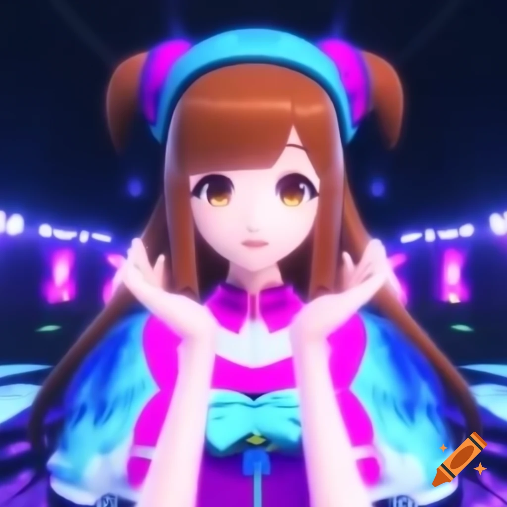 Giant anime girl in high-definition graphics
