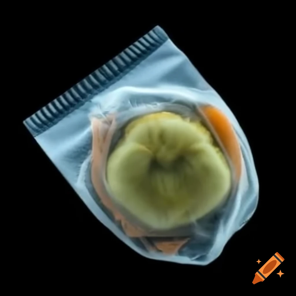 Humorous representation of a sealed ziplock bag containing a fart