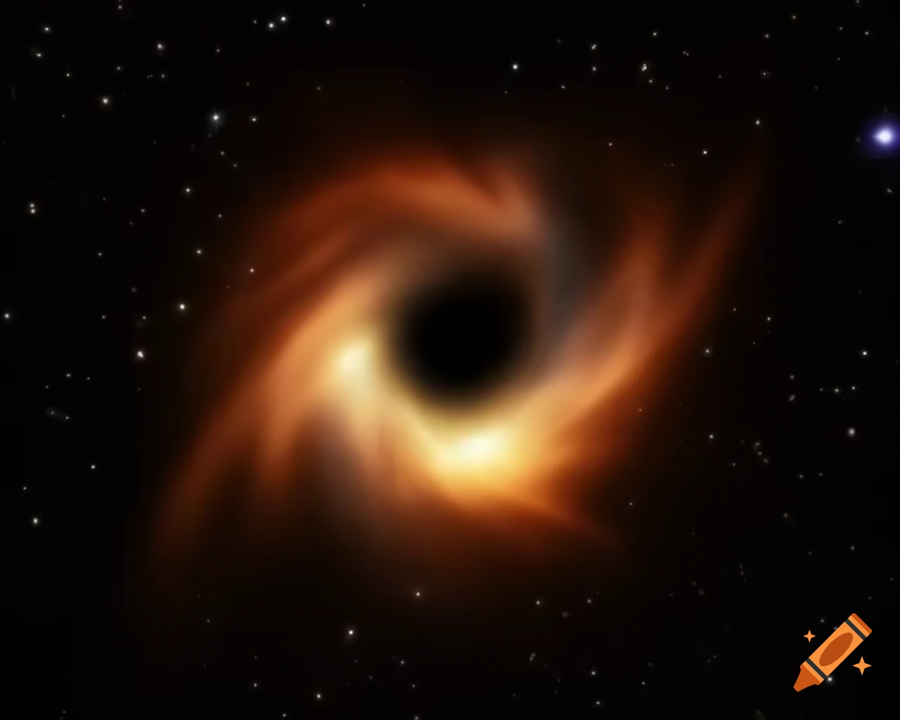 Realistic space art showcasing a black hole and stars in natural colors