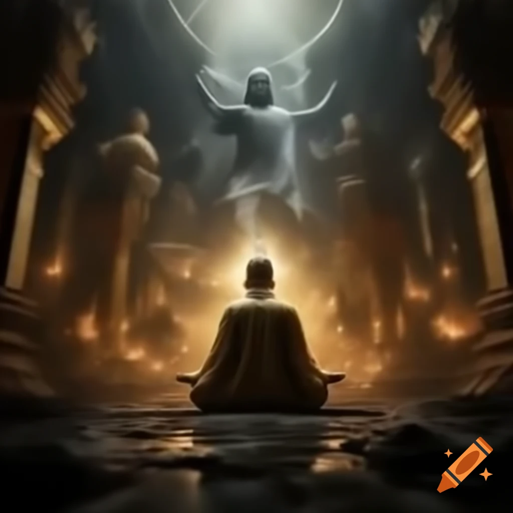 Buddha and Jesus depicted in a conflict scenario
