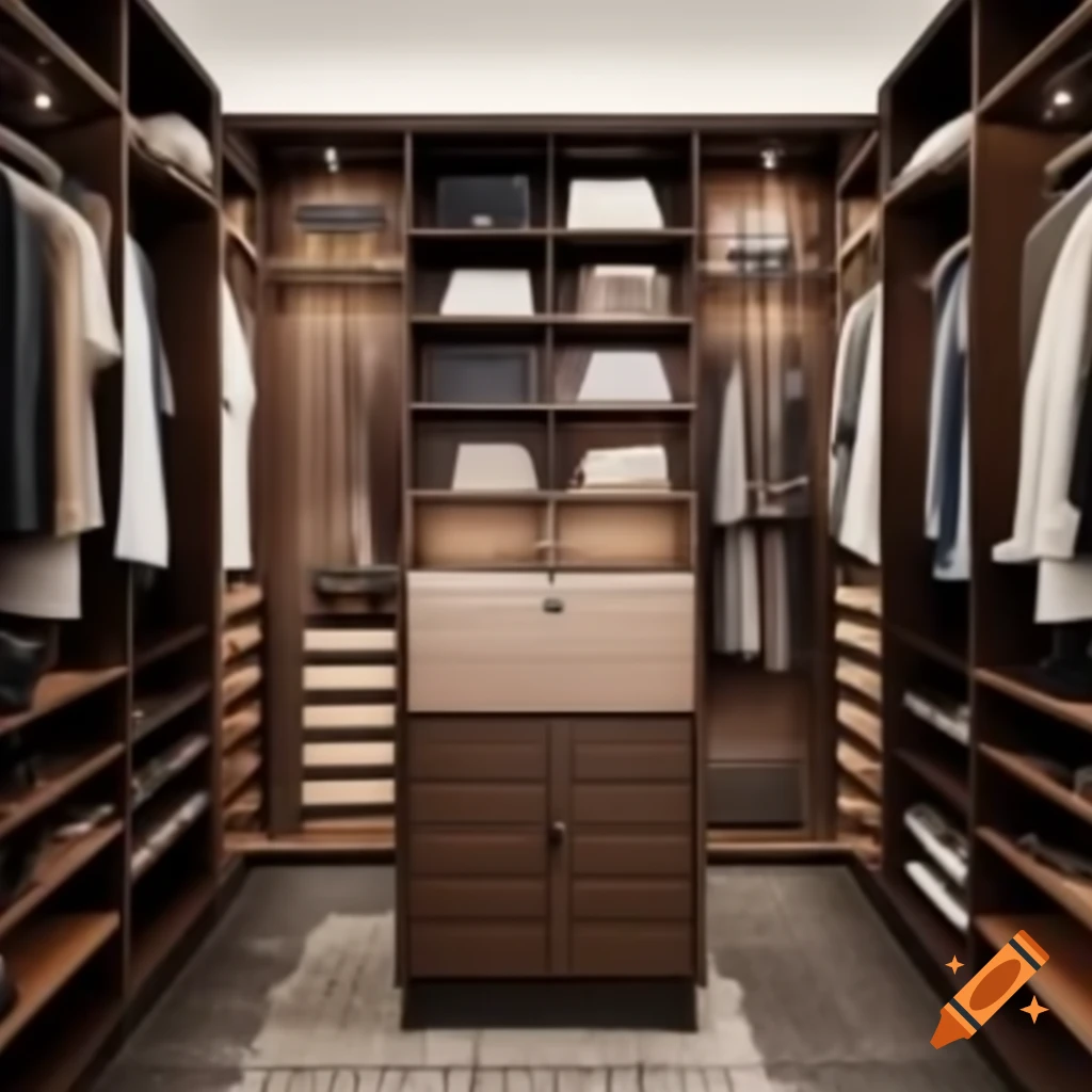 Large u-shaped walk-in closet design, 7ft x 8ft