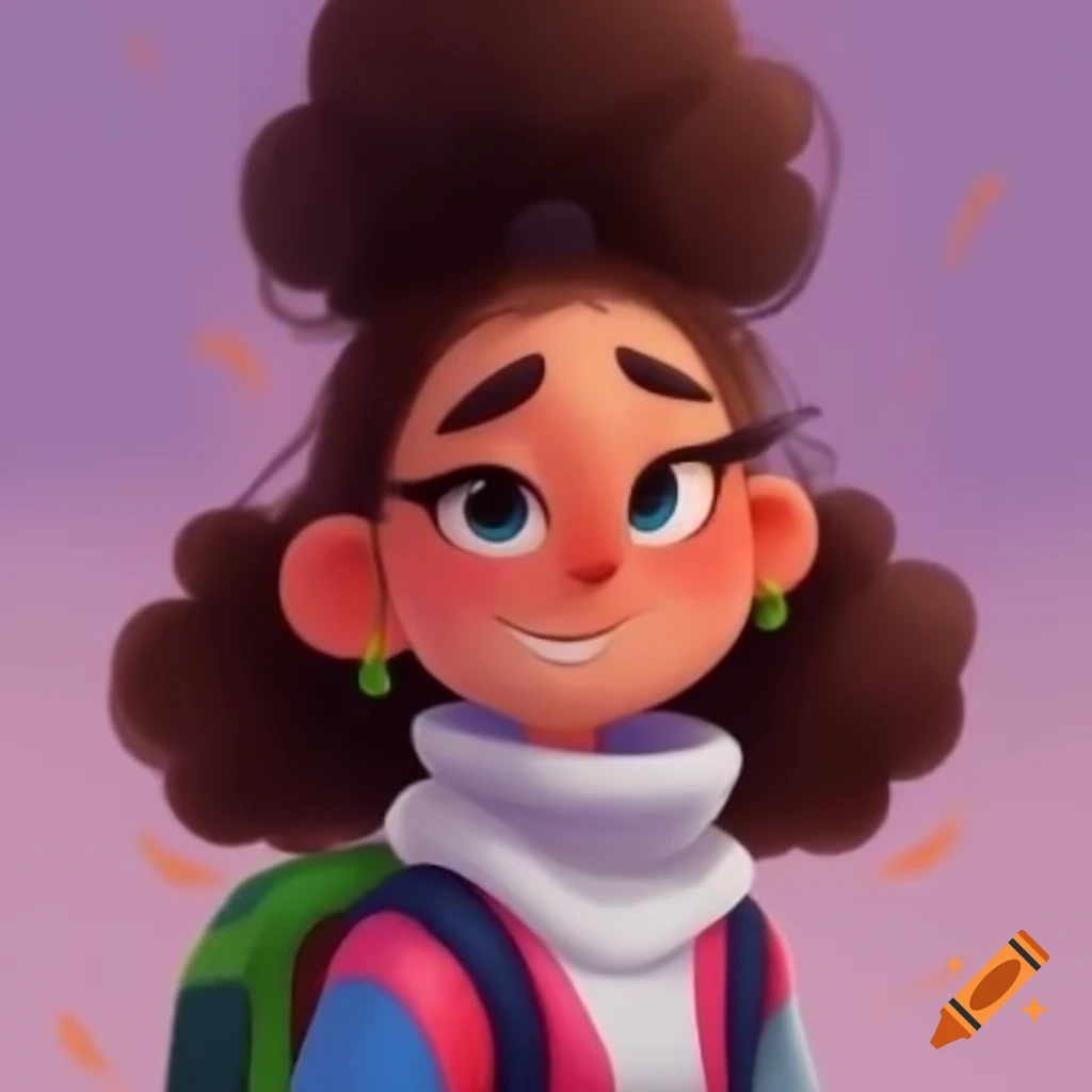 Italian female student in cartoon art style