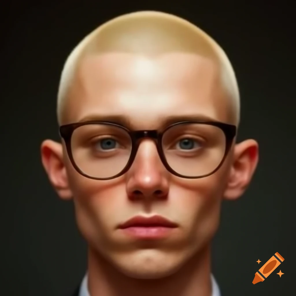 Man with shaved blond hair and glasses