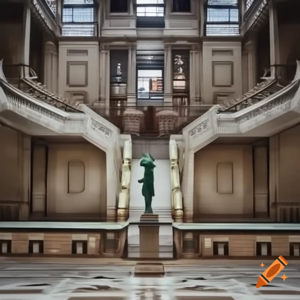 Grand escalier avec partie centrale et supérieure se divisant en deux rangées