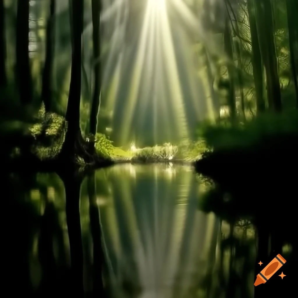 Serene forest grove evoking a sense of immersion and tranquility